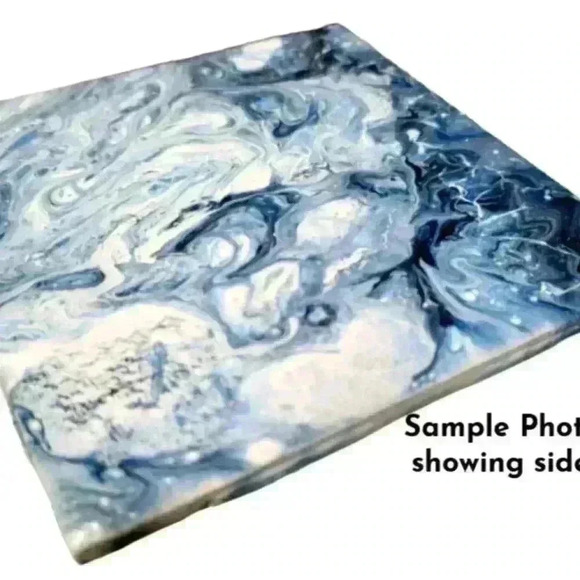 Crashing Wave Abstract Painted Hotplate Trivet colorful art handmade wall art - Picture 2 of 3